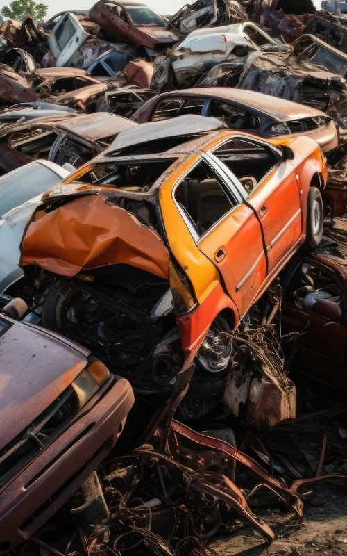 car dump with a lot of broken used cars professional photography